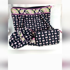 Vera Bradley 3 piece set tote, wallet, & make up bag